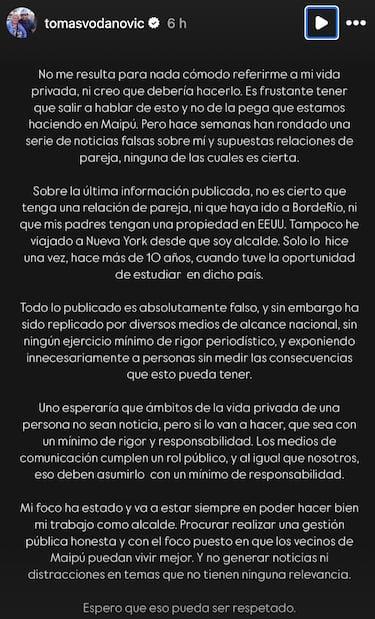 “No me resulta para nada cómodo referirme a mi vida privada, ni creo que debería hacerlo, pero...”