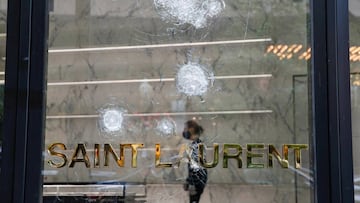 Looted Yves Saint Laurent Gold Coast shop is seen in Chicago, Illinois, U.S. August 10, 2020.