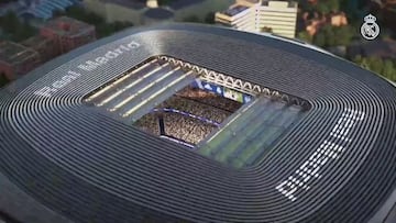 El Madrid muestra el gigante videomarcador del Bernabéu