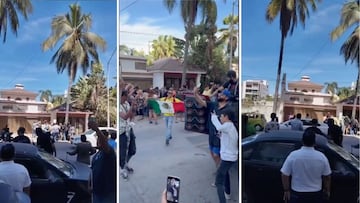 Mazatlecos se reúnen afuera de la casa del extranjero que corrió a un trabajador que comía en una banqueta de Mazatlán; así se solidarizan.