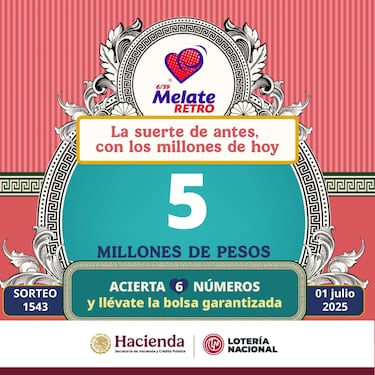 Resultados Melate Retro: números que cayeron hoy y premios del sorteo 1543 | 1 de julio del 2025